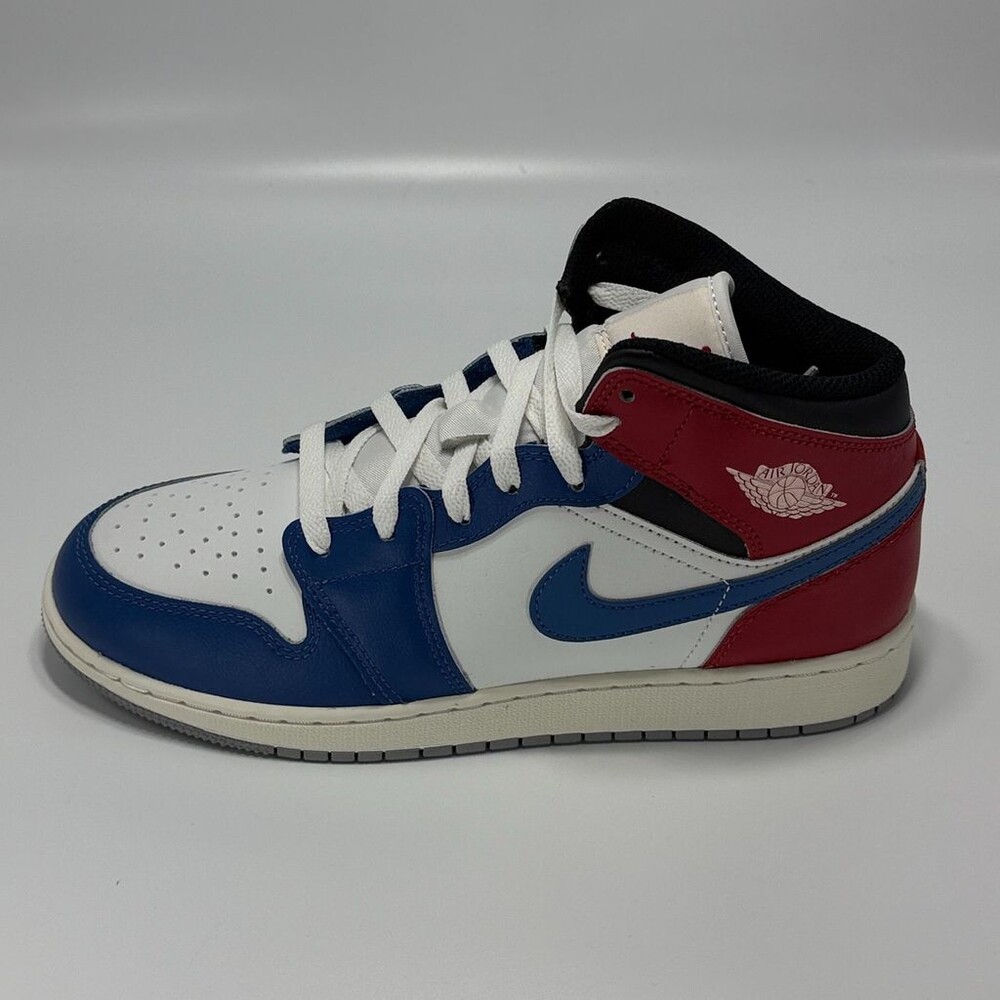 Kids Jordan Air Jordan 1 Mid True Blue Size 7Y DQ8423-406 Blue White Red Leather